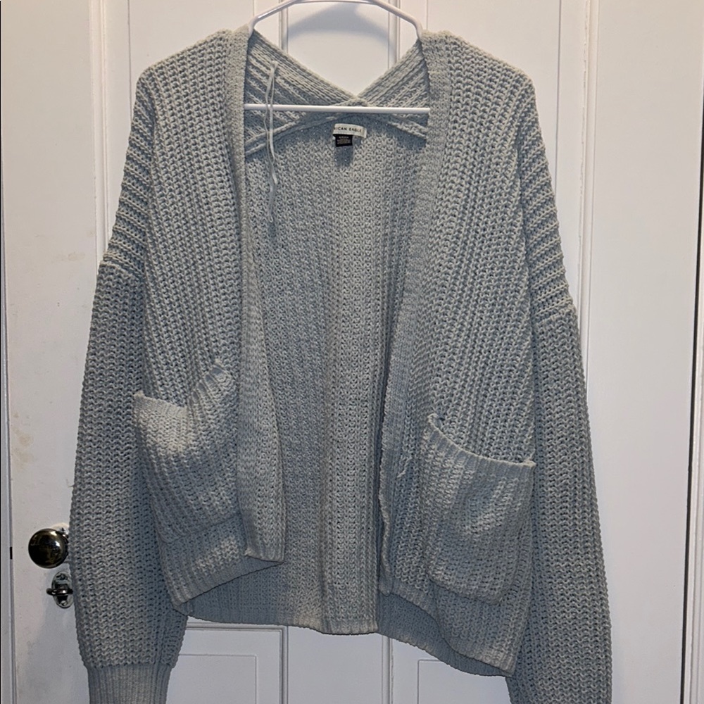 Chunky Oversized Knit Light Gray Cardigan